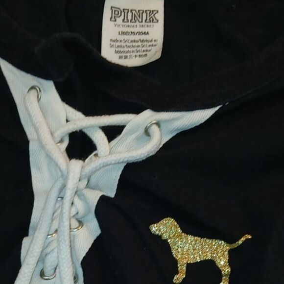 Victoria's Secret PINK Campus Top - Black, White & Gold - L - Picture 3 of 3